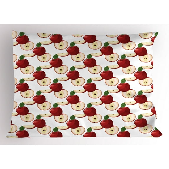 Ambesonne Fruits Pillow Sham, Vintage Harvest Yield, 36" X 20", Ruby Fern Green Cream