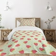 thumbnail image 1 of Ambesonne Fruits Quilted Bedspread Set 2 Pcs, Spring Blossoms Cartoon, Twin Size, Pale Green Red, 1 of 5