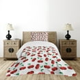 thumbnail image 1 of Ambesonne Fruits Quilted Bedspread Set 2 Pcs, Vibrant Cherries Summer, Twin Size, Hunter Green Coconut, 1 of 6