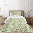 thumbnail image 1 of Ambesonne Fruits Quilted Bedspread Set 2 Pcs, Vintage Abstract Grunge, Twin Size, Olive Green and Pale Green, 1 of 5