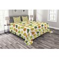 thumbnail image 1 of Ambesonne Fruits Quilted Bedspread Set 3 Pcs, Apple Pears Fresh Garden, Queen Size, Hunter Green and Yellow, 1 of 3