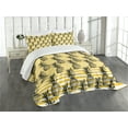 thumbnail image 1 of Ambesonne Fruits Quilted Bedspread Set 3 Pcs, Modern Pineapple Motif, Queen Size, Earth Yellow White, 1 of 5