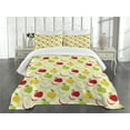 thumbnail image 1 of Ambesonne Fruits Quilted Bedspread Set 3 Pcs, Retro Country Kitchen, King Size, Green Red Yellow, 1 of 3