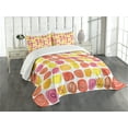 thumbnail image 1 of Ambesonne Fruits Quilted Bedspread Set 3 Pcs, Retro Food Caricatures, Queen Size, Multicolor, 1 of 5