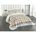 thumbnail image 1 of Ambesonne Fruits Quilted Bedspread Set 3 Pcs, Retro Polka Dots Colorful, Queen Size, Multicolor, 1 of 5