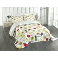 thumbnail image 1 of Ambesonne Fruits Quilted Bedspread Set 3 Pcs, Summer Fresh Eating, Queen Size, Purple Yellow Ruby, 1 of 5