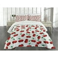 thumbnail image 1 of Ambesonne Fruits Quilted Bedspread Set 3 Pcs, Vibrant Cherries Summer, Queen Size, Hunter Green Coconut, 1 of 5