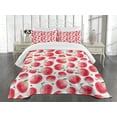 thumbnail image 1 of Ambesonne Fruits Quilted Bedspread Set 3 Pcs, Watercolor Art Harvest, Queen Size, Dark Coral Green White, 1 of 3