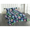 thumbnail image 1 of Ambesonne Fruits Quilted Coverlet 2 Pcs, Contemporary Pineapple Art, Twin Size, Dark Purple Multicolor, 1 of 4