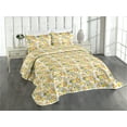 thumbnail image 1 of Ambesonne Fruits Quilted Coverlet 3 Pcs, Nature Lemon Illustration, King Size, Pastel Yellow Marigold, 1 of 4