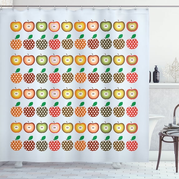 Ambesonne Fruits Shower Curtain, Retro Polka Dots Colorful, 69"Wx70"L, Multicolor