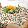 thumbnail image 1 of Ambesonne Fruits Table Runner & Placemats, Peaches with Leaves and Dots, Placemat 4 pcs + Runner 14"x90", White Vermilion and Fern Green, 1 of 2