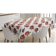 thumbnail image 1 of Ambesonne Fruits Tablecloth Rectangular Table Cover, Cartoon Apple Fruit Pattern, 52"x70", Dark Coral White Green, 1 of 4