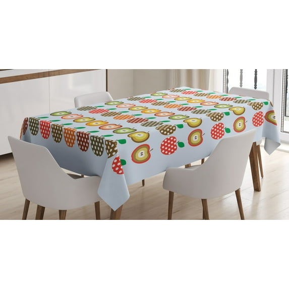 Ambesonne Fruits Tablecloth Rectangular Table Cover, Retro Polka Dots Colorful, 60"x84", Multicolor