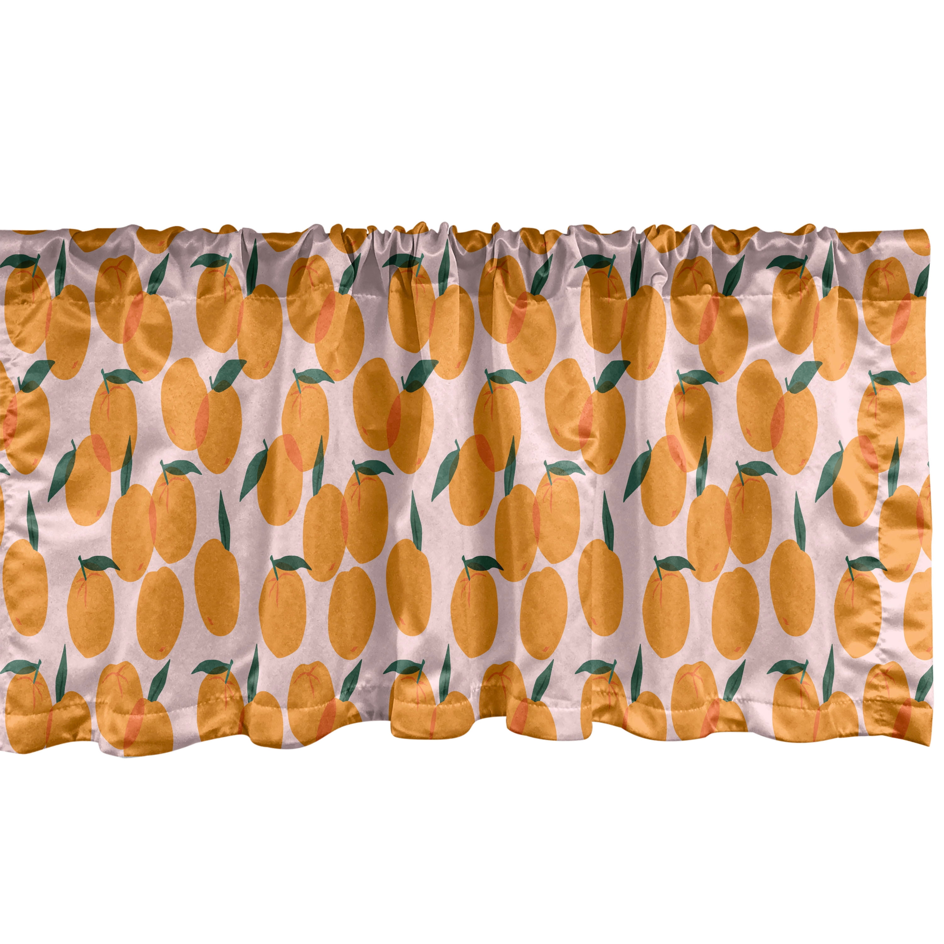 Pale Orange and Yellow Satin Fruit Pattern Valance Set