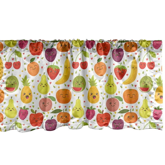 Ambesonne Fruits Window Valance, Banana Smile Theme, 54" X 12", Multicolor
