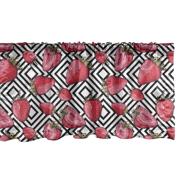Ambesonne Fruits Window Valance, Chevron Striped Design, 54" X 18", Black White