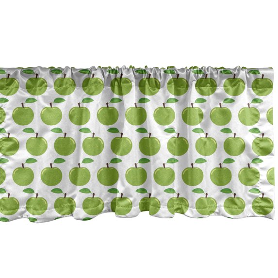 Ambesonne Fruits Window Valance, Repeating Juicy Apples Art, 42" x 12", Lime Green and Green