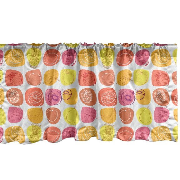 Ambesonne Fruits Window Valance, Retro Food Caricatures, 54" X 18", Multicolor