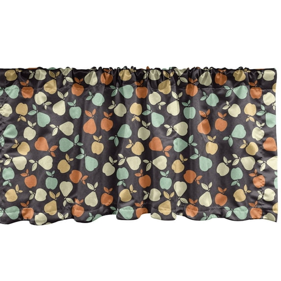 Ambesonne Fruits Window Valance, Simple Repeating Pattern of Apple and Pear Silhouettes, Curtain Valance for Kitchen Bedroom Decor with Rod Pocket, 54" X 12", Multicolor