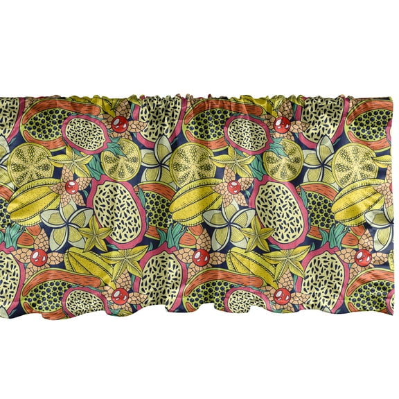 Ambesonne Fruits Window Valance, Tropical Hawaiian Island, 42" x 18", Multicolor