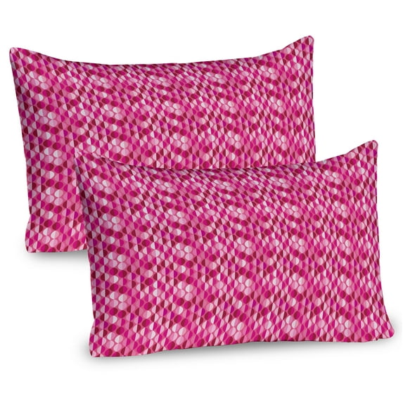 Ambesonne Fuchsia Pillow Sham 2 Pack, Geometric Vertical Circles, 30"x20", Fuchsia Hot Pink