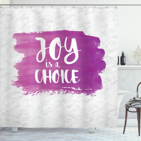 Ambesonne Fuchsia Shower Curtain, Joy is a Choice Words Art, 69"Wx75"L, Fuchsia White