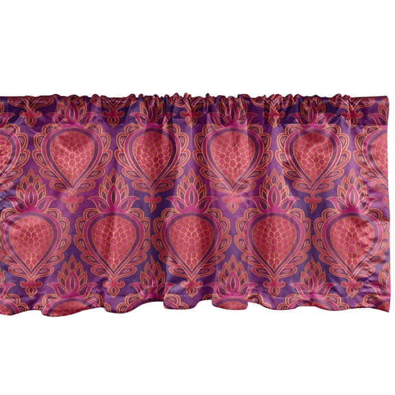 Ambesonne Fuchsia Window Valance, Oriental Fruit, 54" X 12", Purple and Dark Pink