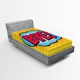 thumbnail image 1 of Ambesonne Fun Fitted Sheet, Comic Book Text, Twin XL Size, Pale Blue Hot Pink, 1 of 3
