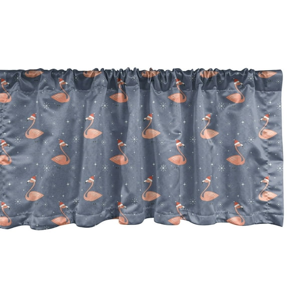 Ambesonne Fun Flamingo Window Valance, Sanra Noel Hat Birds, 54" X 12", Purpleblue Salmon