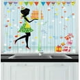 thumbnail image 1 of Ambesonne Fun Kitchen Curtains, Mother with Cake Cartoon, 55"x39", Multicolor, 1 of 2