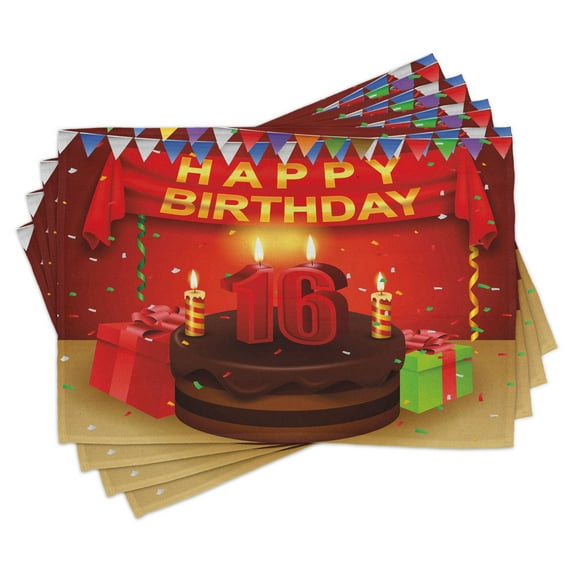 Ambesonne Fun Place Mats Set of 4, Celebration Ribbon, Standard Size, Multicolor
