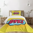 thumbnail image 1 of Ambesonne Fun Quilted Bedspread Set 2 Pcs, Comic Book Text, Twin Size, Pale Blue Hot Pink, 1 of 5