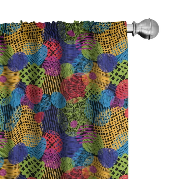 Ambesonne Funky Curtains, Geometric Sketchy Forms, Pair of 28"x95", Multicolor