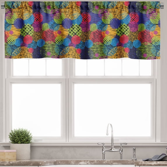 Ambesonne Funky Valance Pack of 2, Geometric Sketchy Forms, 42"X12", Multicolor