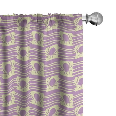Ambesonne Funny 4-Panel Curtains, Spiders Lines Silhouettes, 56"x95", Soft Pink and Pale Yellow