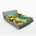thumbnail image 1 of Ambesonne Funny Animals Fitted Sheet, Happy Leisure Day, Full Size, Yellow Aqua Green, 1 of 3