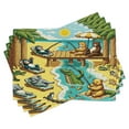 thumbnail image 1 of Ambesonne Funny Animals Place Mats Set of 4, Happy Leisure Day, Standard Size, Yellow Aqua Green, 1 of 5
