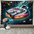 thumbnail image 1 of Ambesonne Funny Astronaut Tapestry Wall Hanging, Spaceman on Donut, 80"x60", Petrol Blue Pink Orange, 1 of 3