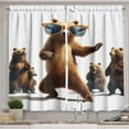 thumbnail image 1 of Ambesonne Funny Bear Kitchen Curtains, Dancing Huge Glasses, 55"x39", Chocolate White, 1 of 3