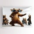 thumbnail image 1 of Ambesonne Funny Bear Pillow Sham, Dancing Huge Glasses, 26" X 20", Chocolate White, 1 of 2