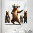 thumbnail image 1 of Ambesonne Funny Bear Tapestry Twin Size, Dancing Huge Glasses, 68"x88", Chocolate White, 1 of 2