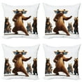 thumbnail image 1 of Ambesonne Funny Bear Throw Pillow Cover 4 Pack, Dancing Huge Glasses, 16", Chocolate White, 1 of 7
