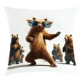 thumbnail image 1 of Ambesonne Funny Bear Throw Pillow Cushion Cover, Dancing Huge Glasses, 20" X 20", Chocolate White, 1 of 2