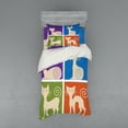 thumbnail image 1 of Ambesonne Funny Bedding Set 3 Pcs, Cartoon Cats Emotions, Twin, Orange Purple Green, 1 of 2