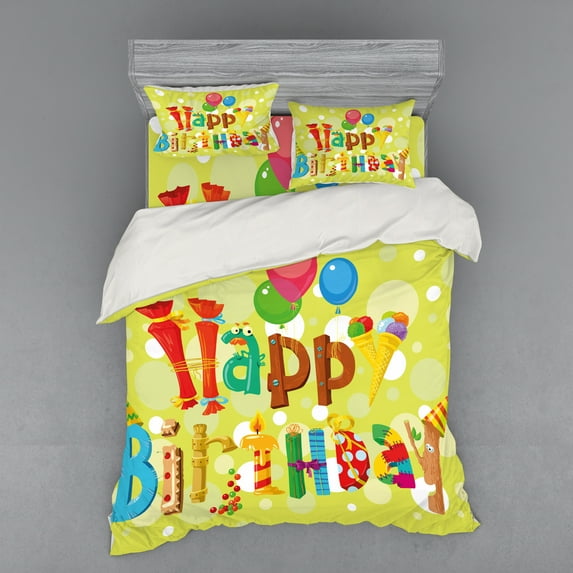 Ambesonne Funny Bedding Set 4 Pcs, Ice Cream Candies, Queen, Multicolor