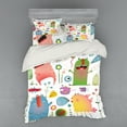 thumbnail image 1 of Ambesonne Funny Bedding Set 4 Pcs, Imaginary Creatures Fun, Queen, Green Blue, 1 of 2