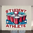 thumbnail image 1 of Ambesonne Funny Curtains 2 Panel Set, Beer Pong Themed Athlete Art, 108" x 108", Dark Pink Blue and Red, 1 of 2