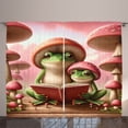 thumbnail image 1 of Ambesonne Funny Curtains 2 Panel Set, Mushroom Smiling Frog Family, 108" x 108", Coral Lime Green and Caramel, 1 of 2