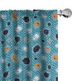 thumbnail image 1 of Ambesonne Funny Curtains, Cat Ghost Pumpkin on Stars, Pair of 28"x95", Orange Sea Blue and Apricot, 1 of 4
